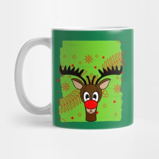 REINDEER Merry Christmas Red Nose Reindeer Mug